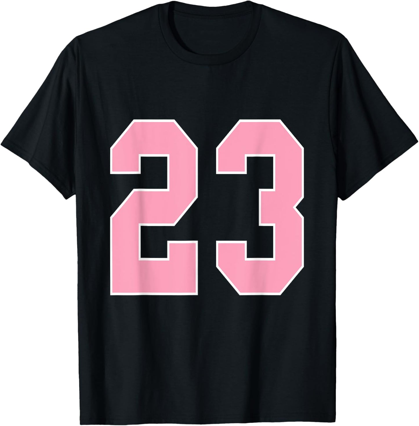 Number 23 Shirt Pink Football Basketball Breast Cancer Aware T-Shirt - T-Shirt | Black
