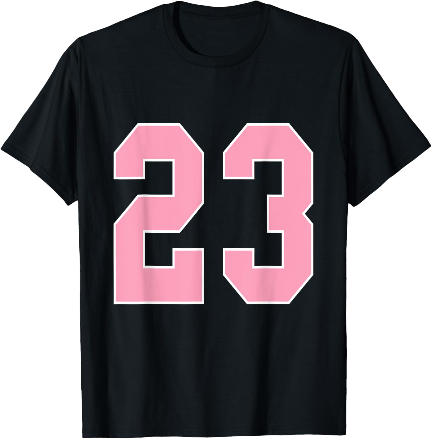 Number 23 Shirt Pink Football Basketball Breast Cancer Aware T-Shirt - T-Shirt | Black