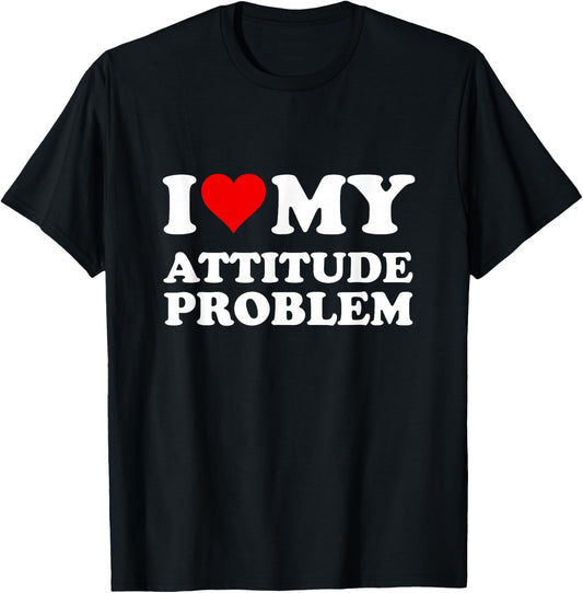 Red Heart I Love My Attitude Problem T-Shirt - T-Shirt | Black