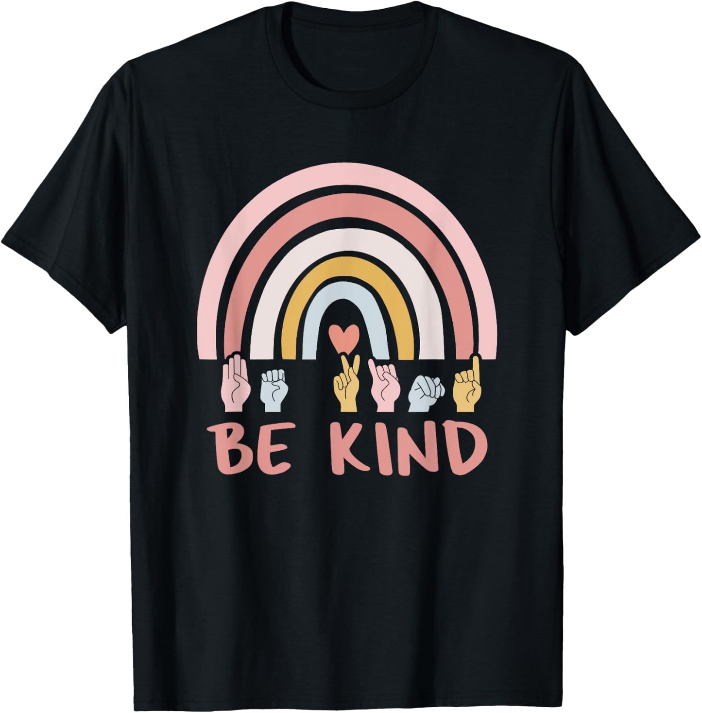 Be Kind ASL Sign Language Deaf SPED Teacher Kids Men Women T-Shirt - T-Shirt | Black