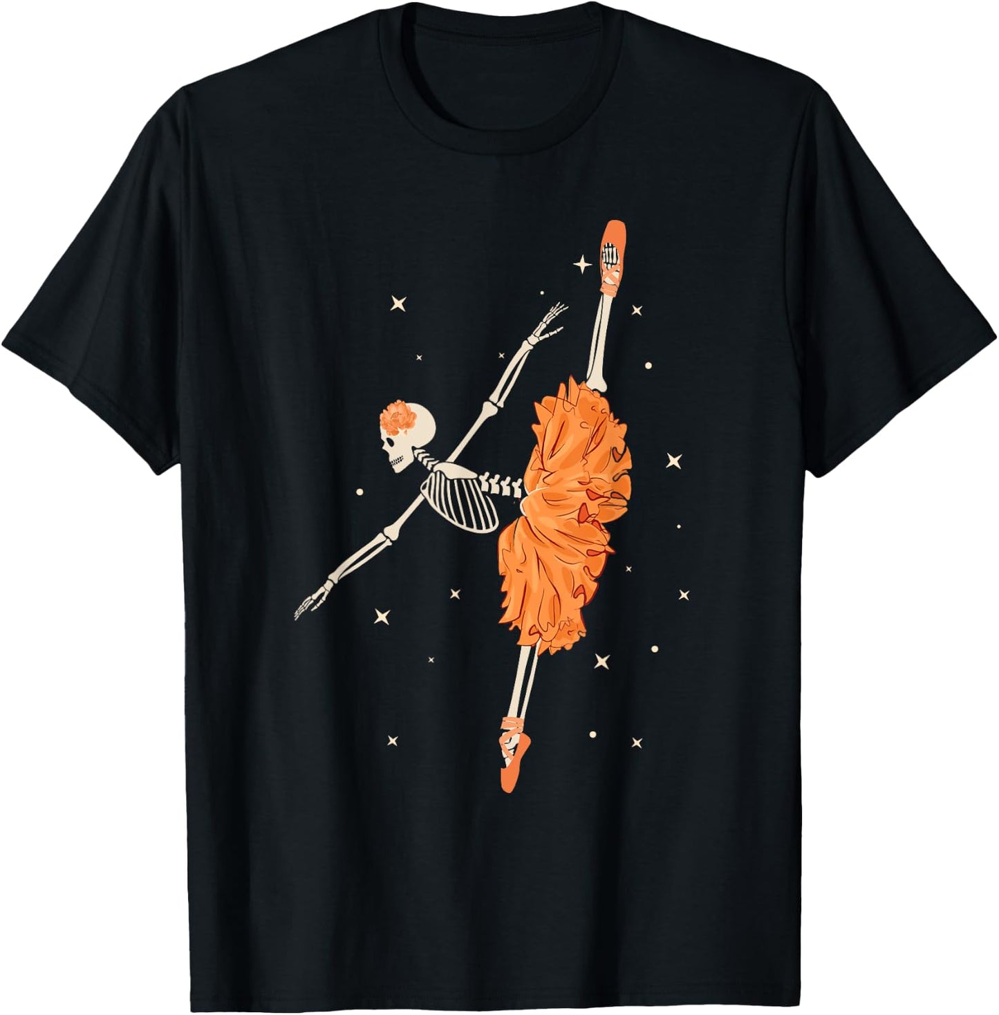 Dancing Skeleton Ballerina Ballet Dance Halloween Women Girl T-Shirt - T-Shirt | Black