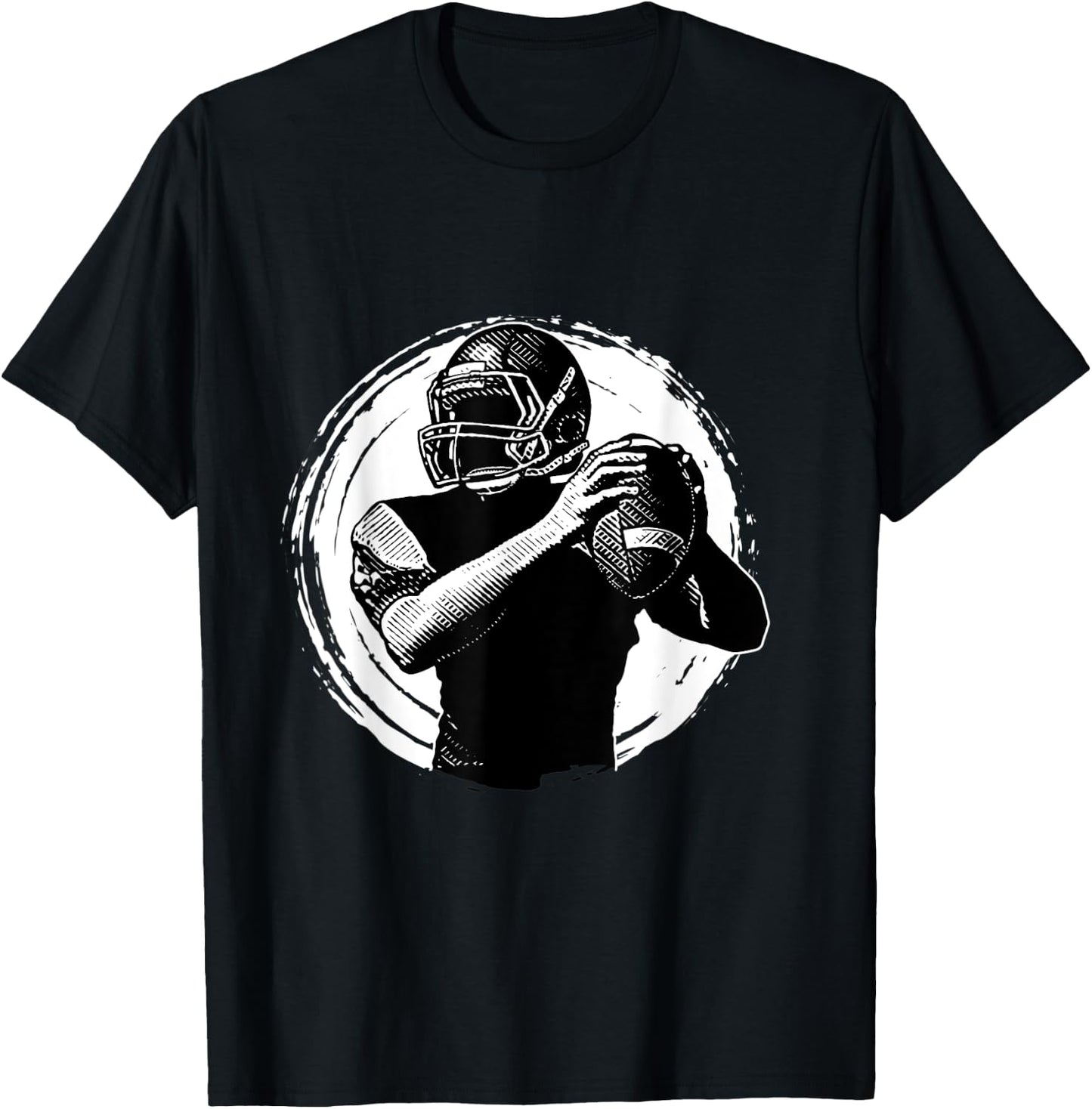 Sports American Football Player Throw Quarterback T-Shirt - T-Shirt | Black