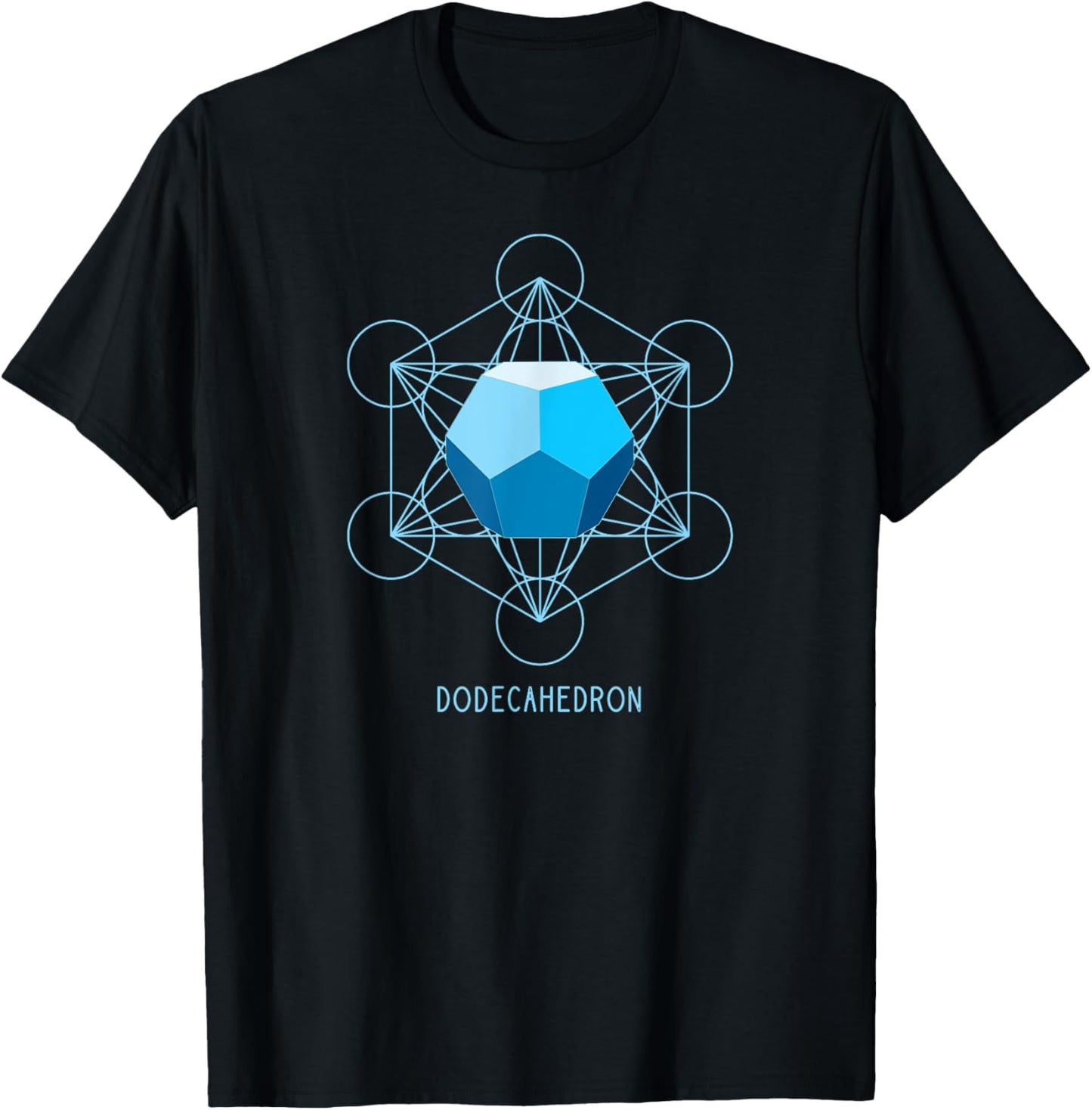 Dodecahedron Platonic Solid Shades of Blue Geometric Form T-Shirt - T-Shirt | Black
