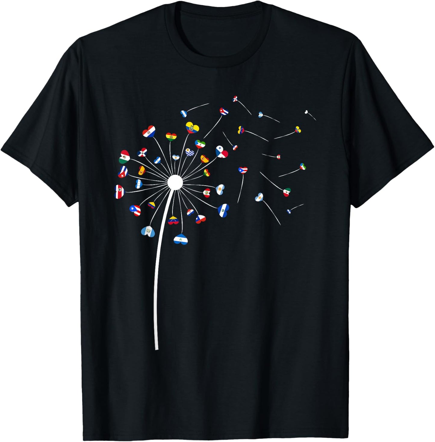 Dandelions Latina Countries Flag Hispanic Heritage Month Men T-Shirt - T-Shirt | Black