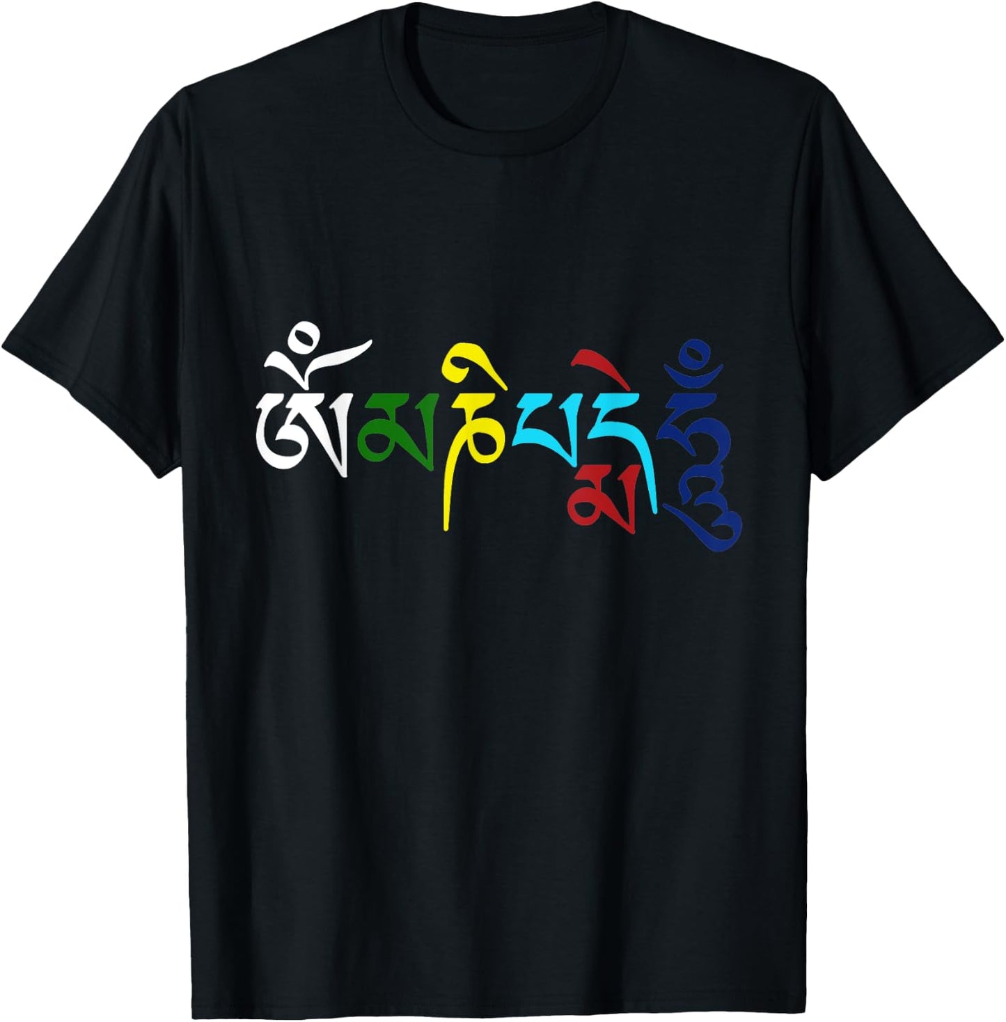 Om Mani Padme Hum Tibetan Buddhist Mantra Compassion Color T-Shirt - T-Shirt | Black