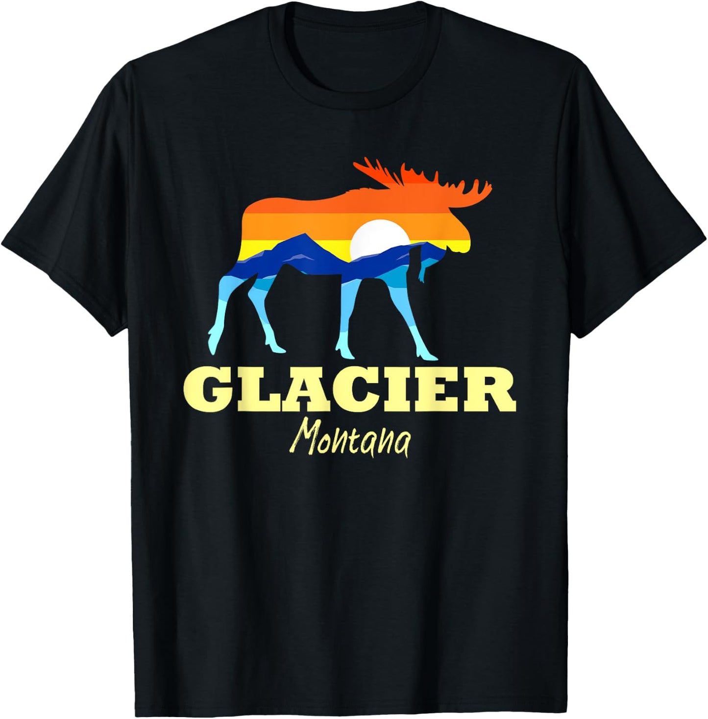 Glacier National Park Moose Glacier Montana Glacier T-Shirt - T-Shirt | Black
