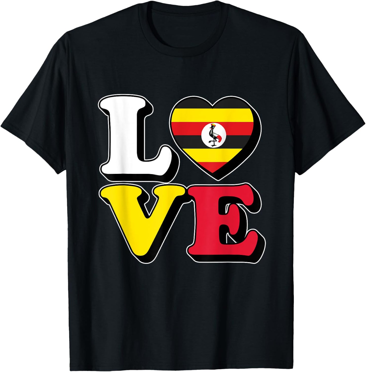 I Love Uganda Travel Souvenir Vacation Trip Ugandan Pride T-Shirt - T-Shirt | Black