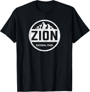 Retro Zion National Park Utah Mountain Women Men Kids Hiking T-Shirt - T-Shirt | Black