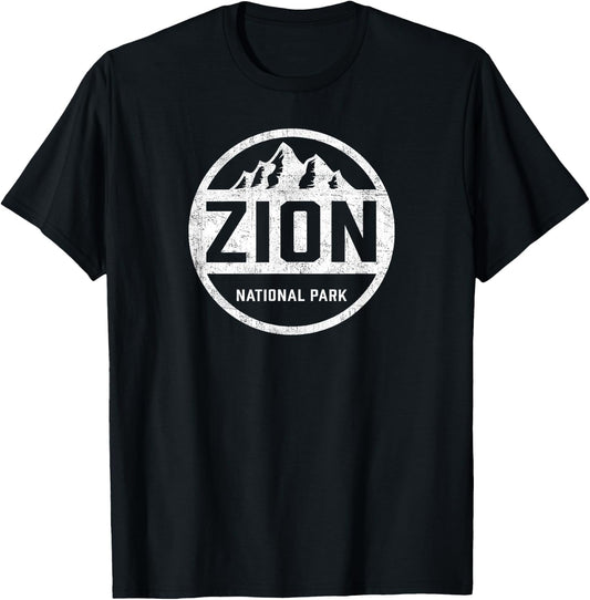 Retro Zion National Park Utah Mountain Women Men Kids Hiking T-Shirt - T-Shirt | Black