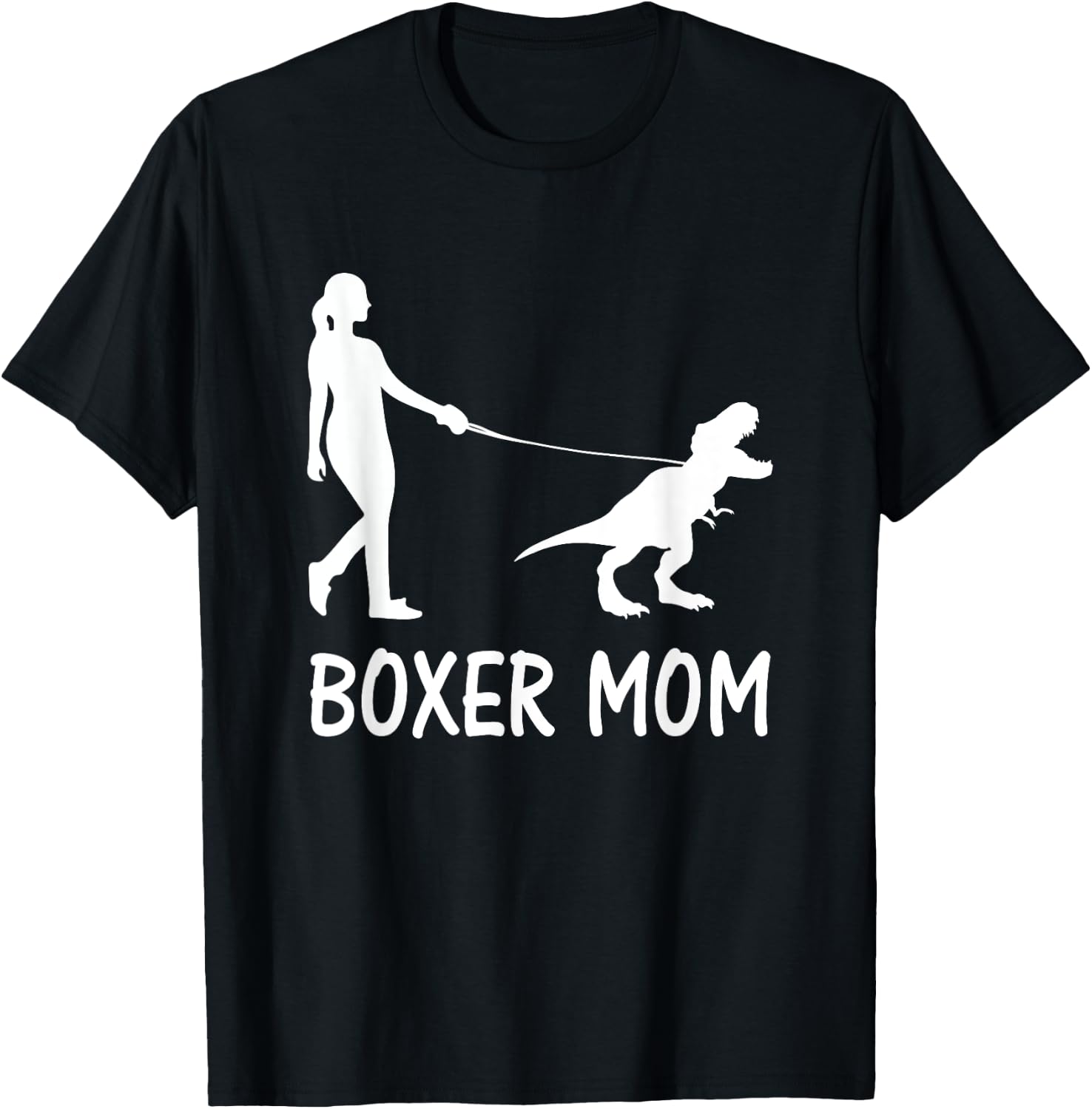 Boxer Mom Dog Boxer Mama Dinosaur Women Mother's Day T-Shirt - T-Shirt | Black
