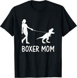 Boxer Mom Dog Boxer Mama Dinosaur Women Mother's Day T-Shirt - T-Shirt | Black