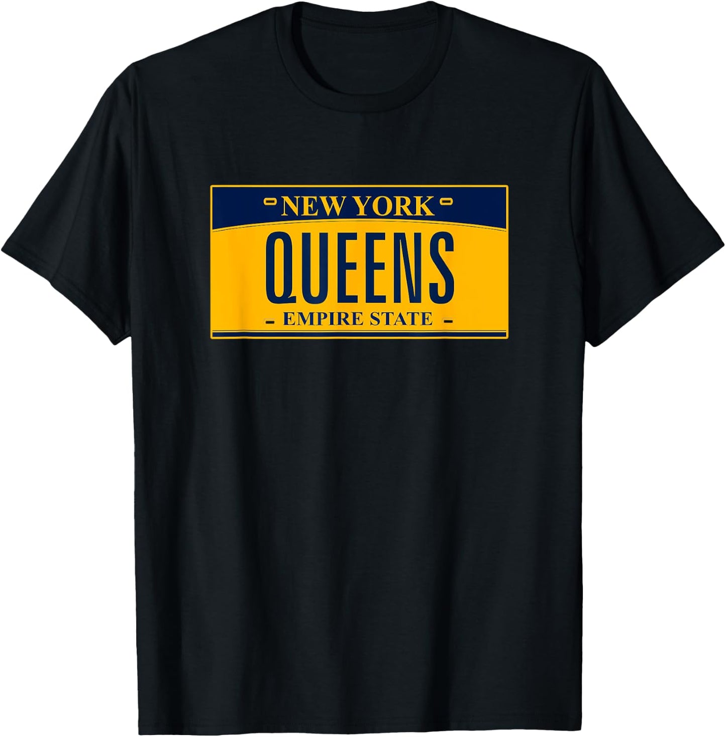 Queens New York License Plate T-Shirt - T-Shirt | Black