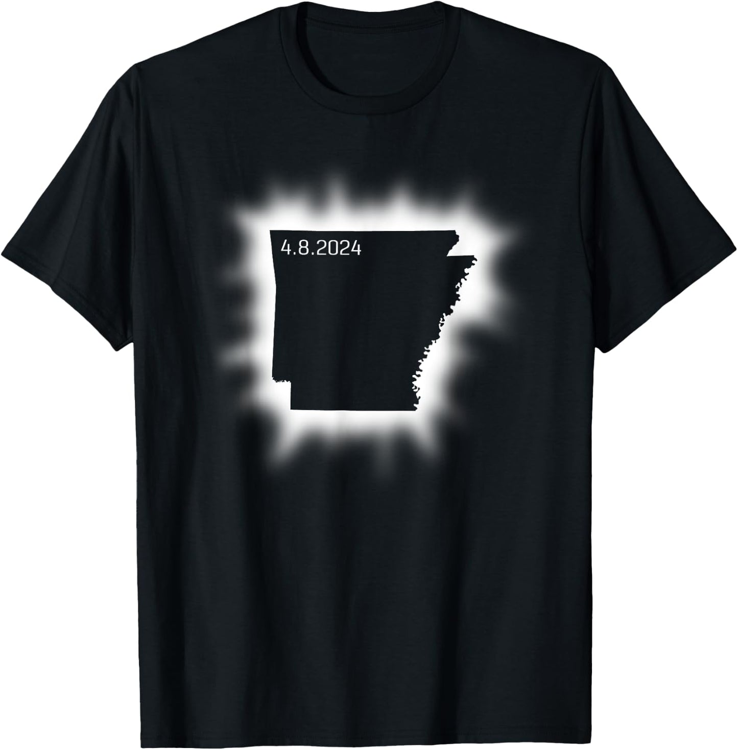 Arkansas Solar Eclipse April 8, 2024 State Outline Total T-Shirt - T-Shirt | Black