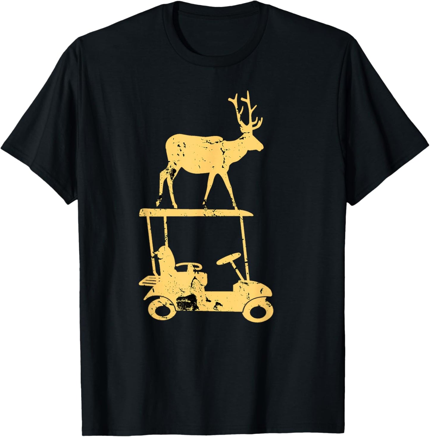 Funny Deer on a Golf Cart-For Deer Hunters and Golf Lovers T-Shirt - T-Shirt | Black