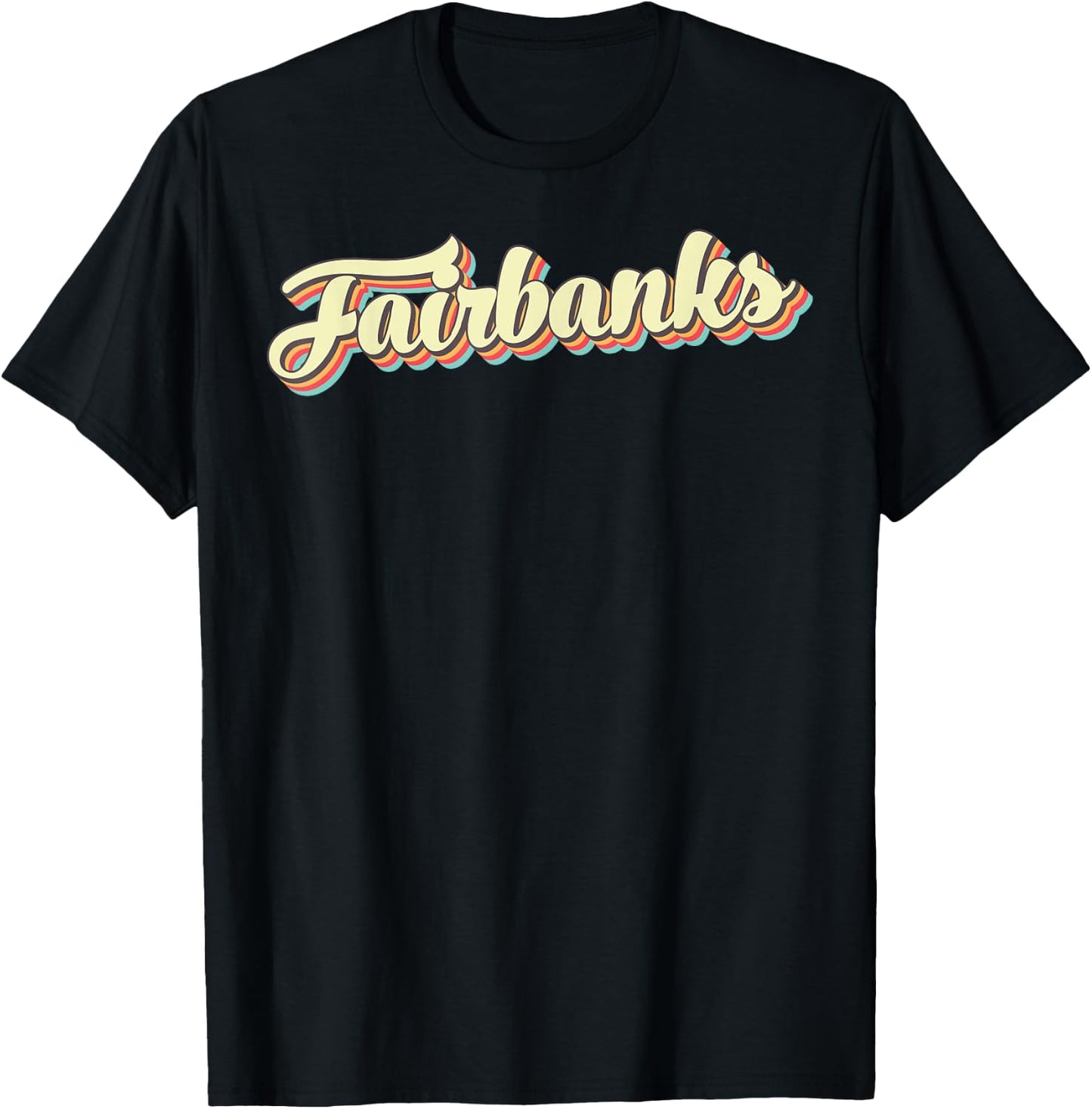 Fairbanks Retro Art Baseball Font Vintage T-Shirt - T-Shirt | Black