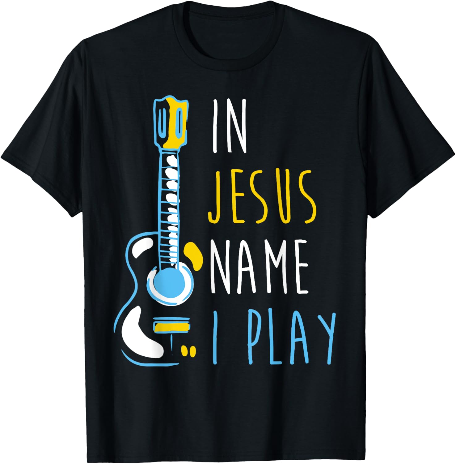 In Jesus Name I Play Ukulele - Christian Ukulele Player T-Shirt - T-Shirt | Black