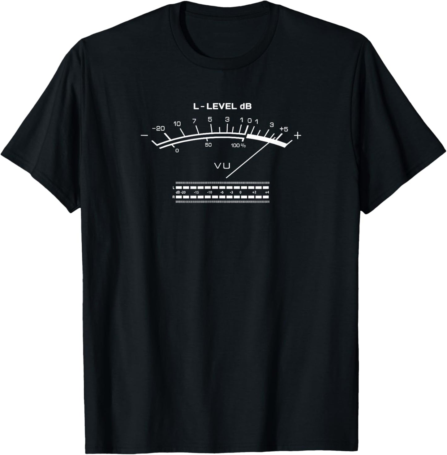 Retro VU Meter Vintage Hi-Fi Audio Stereo Music Sound T-Shirt - T-Shirt | Black
