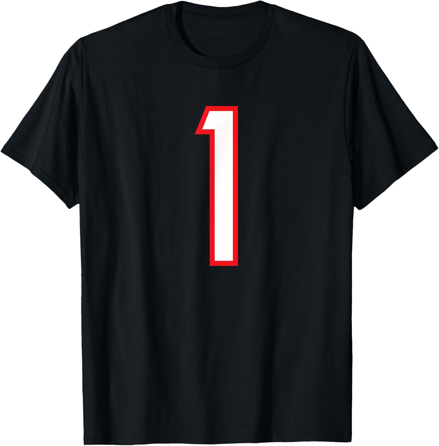 1 Sport White Red Number T-Shirt - T-Shirt | Black