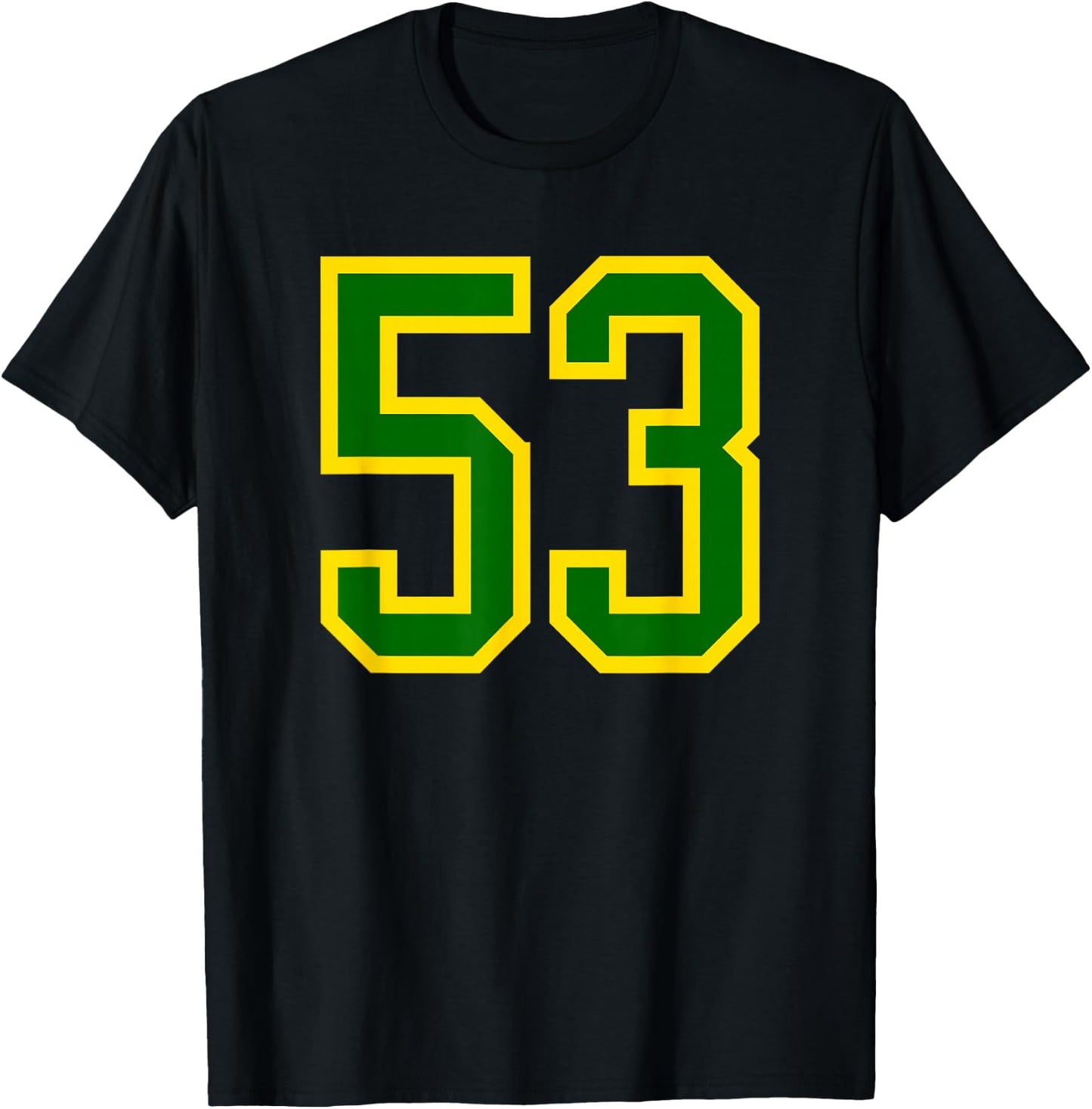 Green Yellow Sport Team Number #53 T-Shirt - T-Shirt | Black