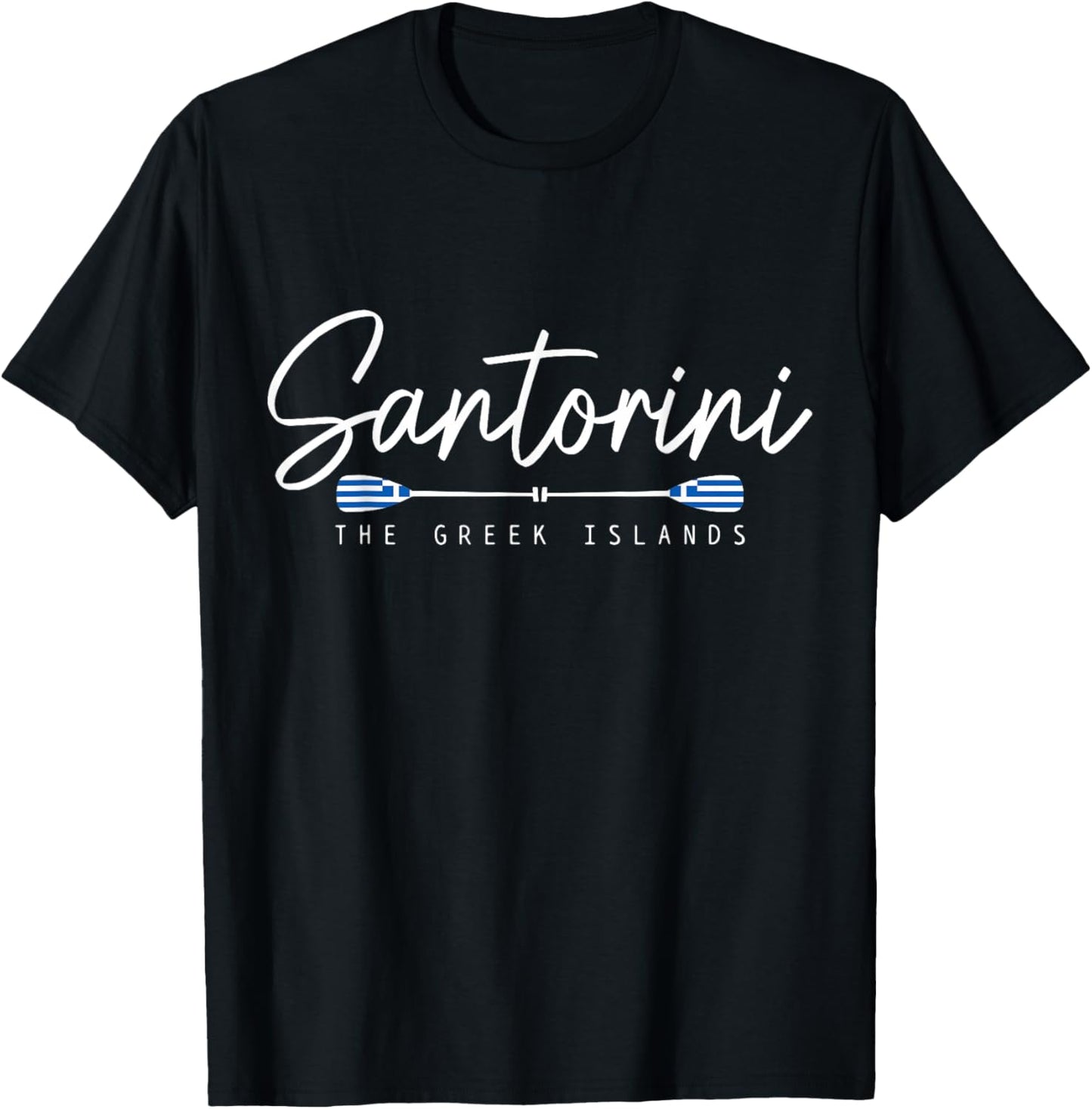 Santorini Greece Greek Flag Holiday Souvenir T-Shirt - T-Shirt | Black