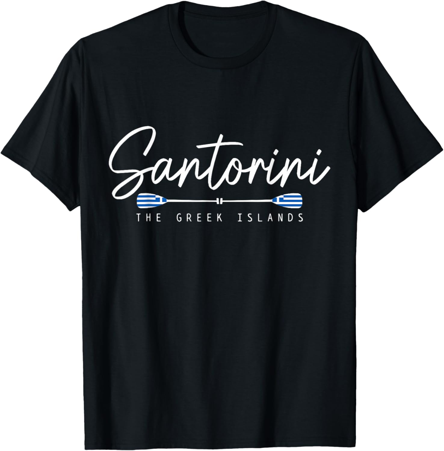 Santorini Greece Greek Flag Holiday Souvenir T-Shirt - T-Shirt | Black