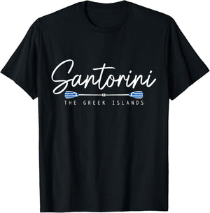 Santorini Greece Greek Flag Holiday Souvenir T-Shirt - T-Shirt | Black