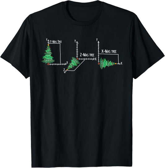 Merry X-Mas Tree Math Funny Christmas Math Teacher T-Shirt - T-Shirt | Black