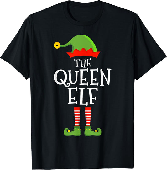 The queen elf funny christmas matching family pajama T-Shirt - T-Shirt | Black