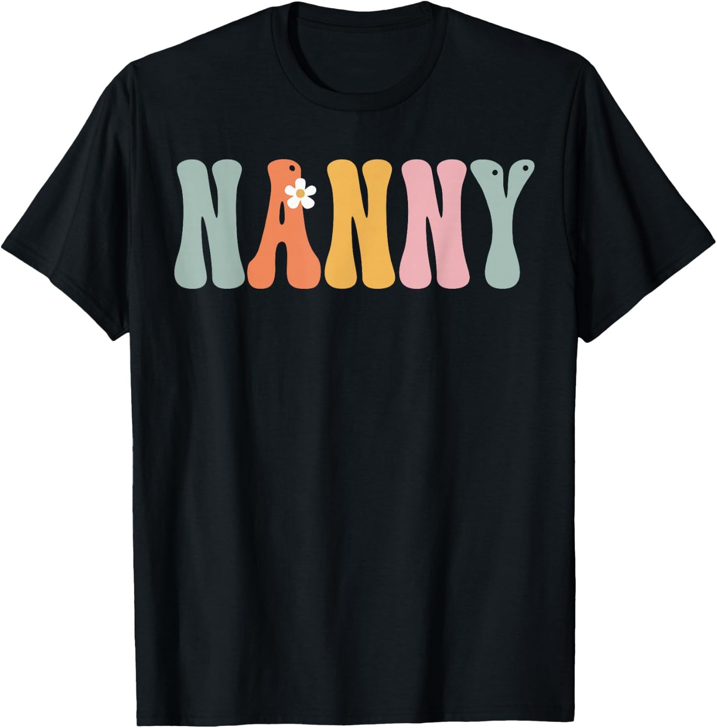 Nanny Week Retro Groovy Appreciation Day For Work T-Shirt - T-Shirt | Black