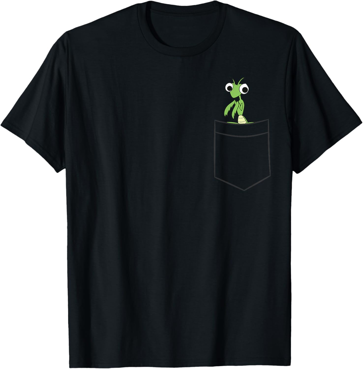 Praying Mantis In The Pocket Grasshopper Insect In Pocket T-Shirt - T-Shirt | Black