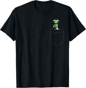 Praying Mantis In The Pocket Grasshopper Insect In Pocket T-Shirt - T-Shirt | Black