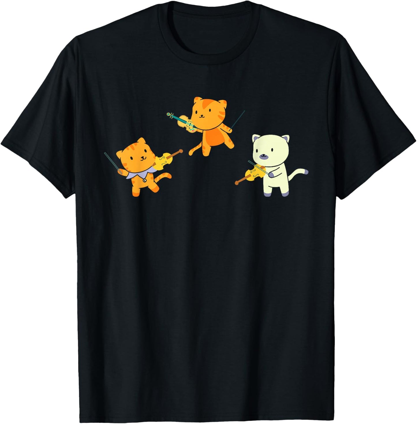 Cat Playing Violin Cello Cat Lover Violinist Cello Player T-Shirt - T-Shirt | Black