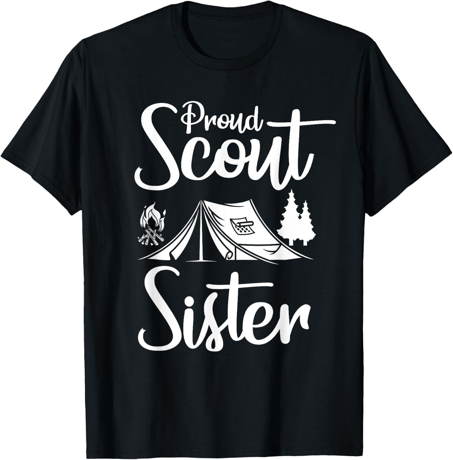Proud Scout Sister Camping Scouting Tent Scout Sister Leader T-Shirt - T-Shirt | Black