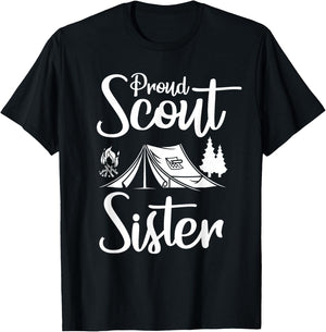 Proud Scout Sister Camping Scouting Tent Scout Sister Leader T-Shirt - T-Shirt | Black
