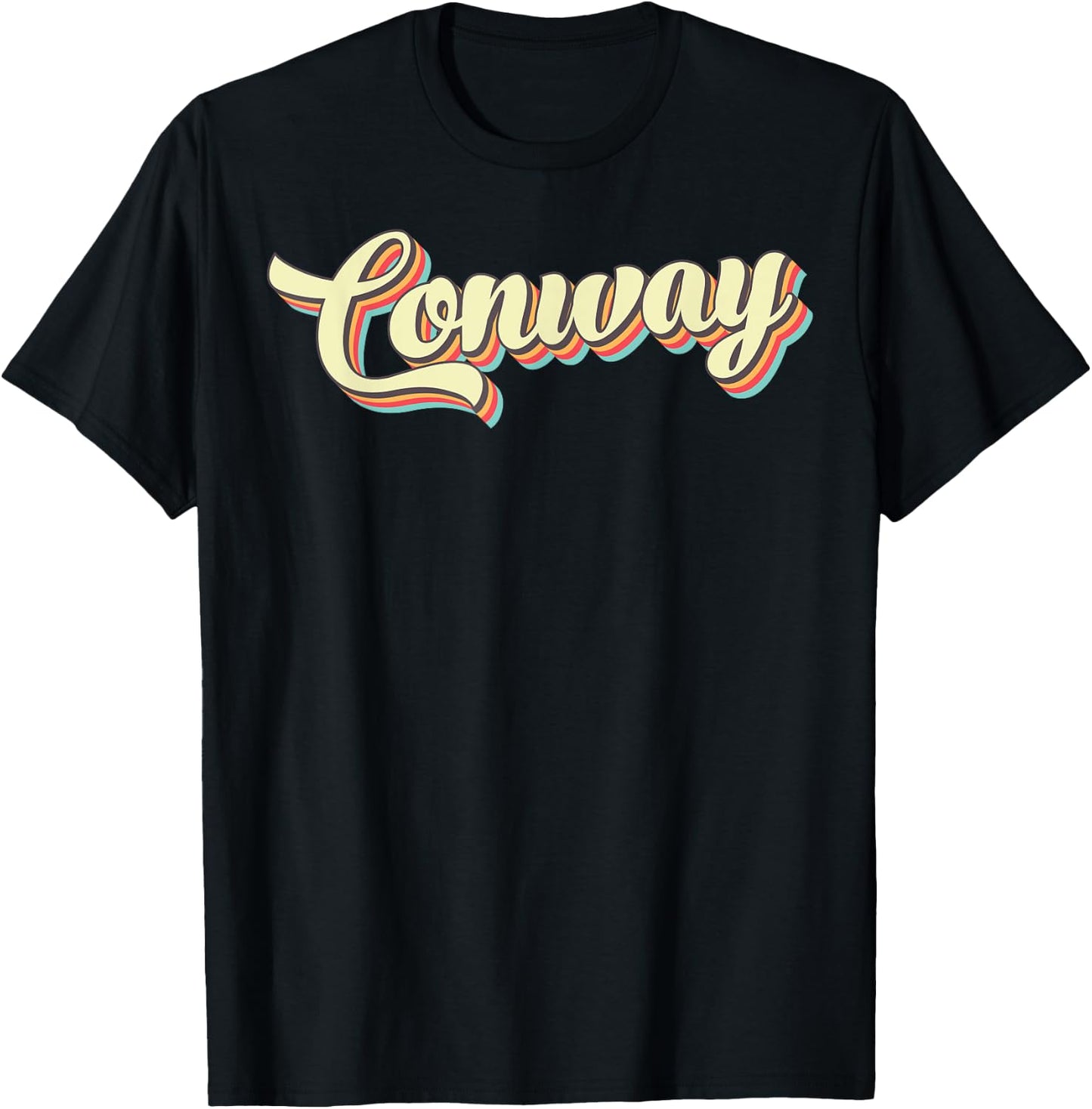 Conway Retro Art Baseball Font Vintage T-Shirt - T-Shirt | Black
