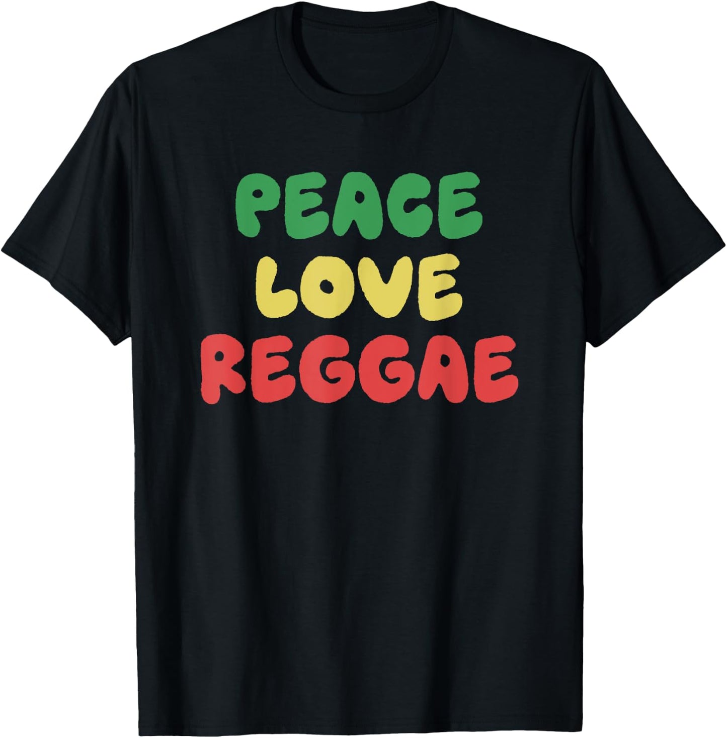 Peace Love Reggae Funny Jamaican Jamaica Rasta Reggae Music T-Shirt - T-Shirt | Black