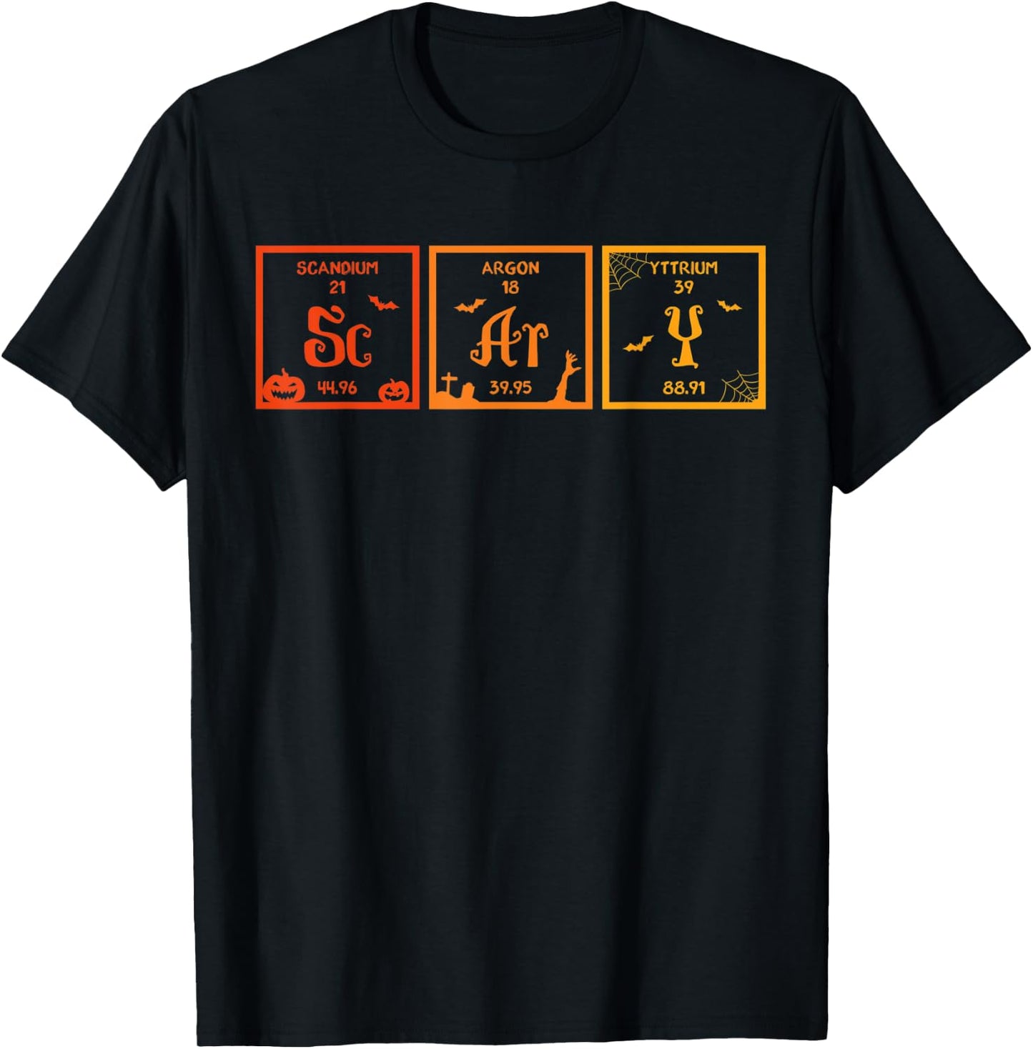 Scary Halloween Periodic Table of Elements Chemistry Lover T-Shirt - T-Shirt | Black