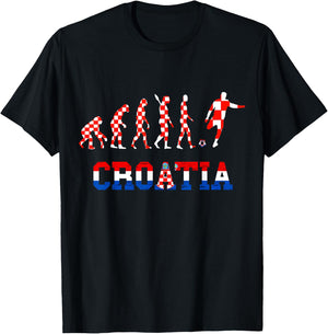 Croatia Evolution Hrvatska Soccer Team Croatian Flag T-Shirt - T-Shirt | Black