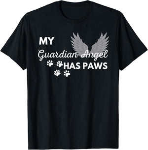 My Angel Has Paws Shirt Pet Memorial Cat Dog Dad Mom Men Women Girls Kids T-Shirt - T-Shirt | Black