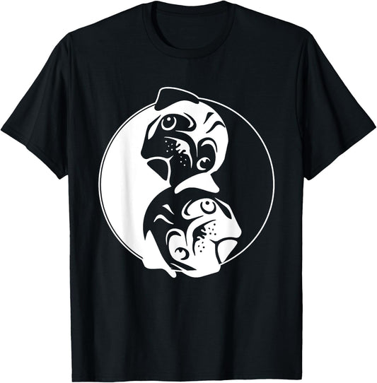Pug Yin Yang Pugs Owner Dog Breed Animal Lover Pet Fans Men Women T-Shirt - T-Shirt | Black