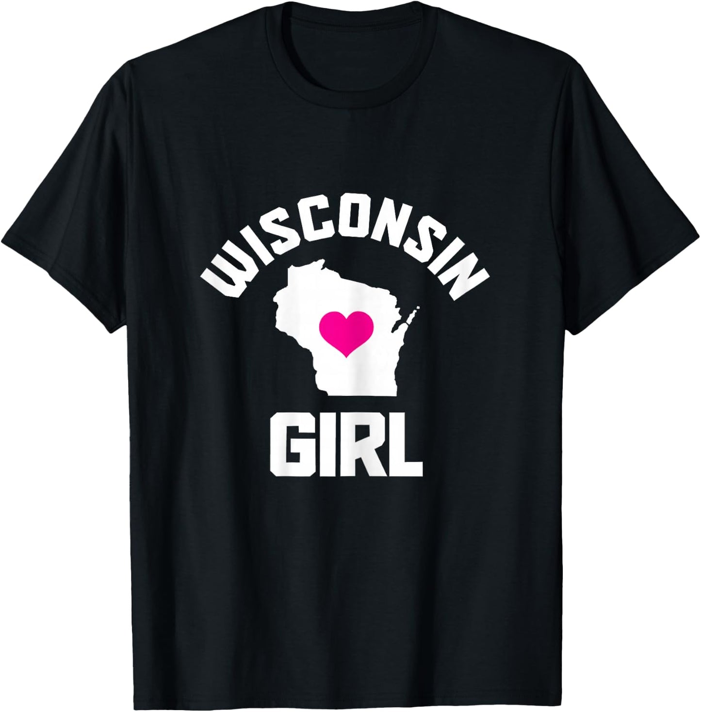 State of Wisconsin Heart Pride Vintage Girls T-Shirt - T-Shirt | Black