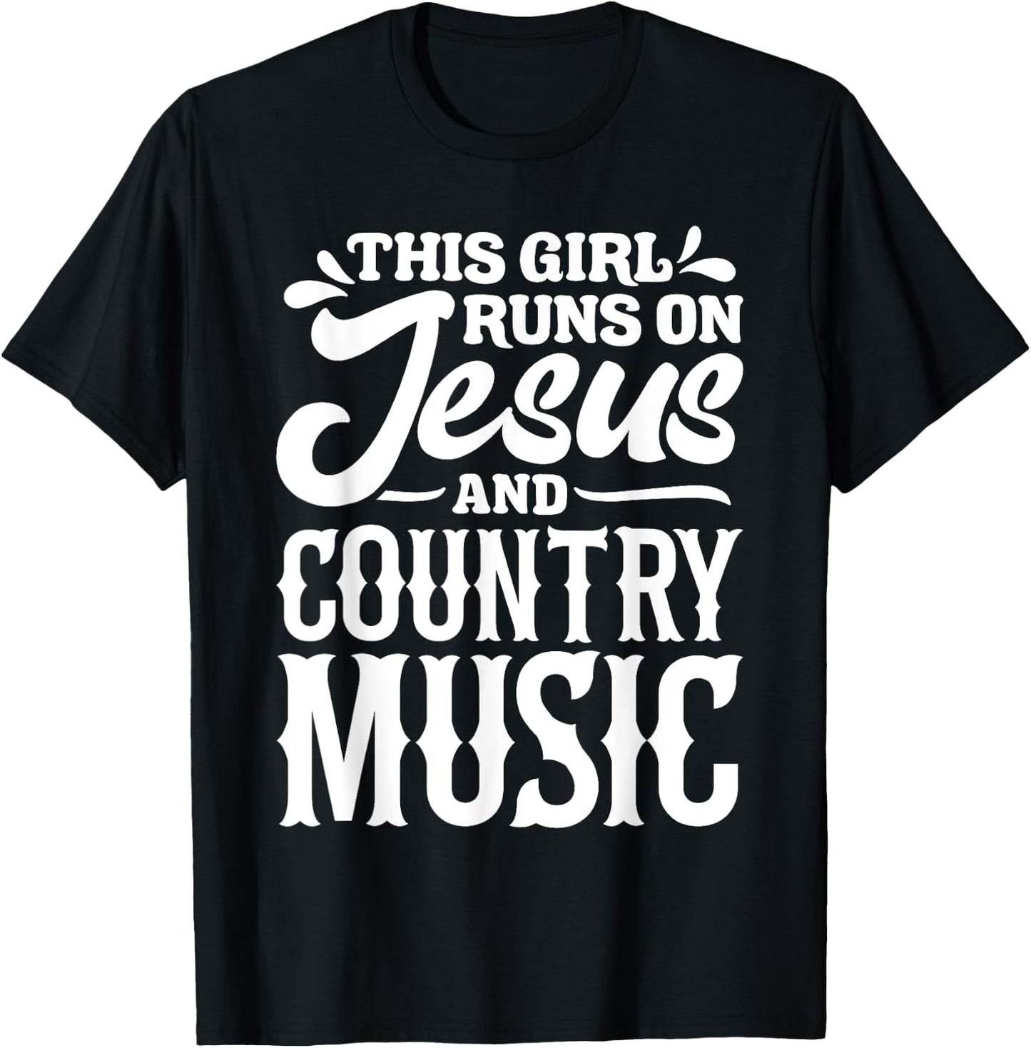 Country Music Graphic Women Girls Jesus Country Music Fans T-Shirt - T-Shirt | Black