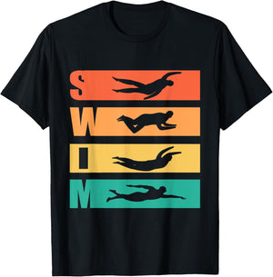 Funny Swim Retro Vintage Swimming For Swimmers T-Shirt - T-Shirt | Black