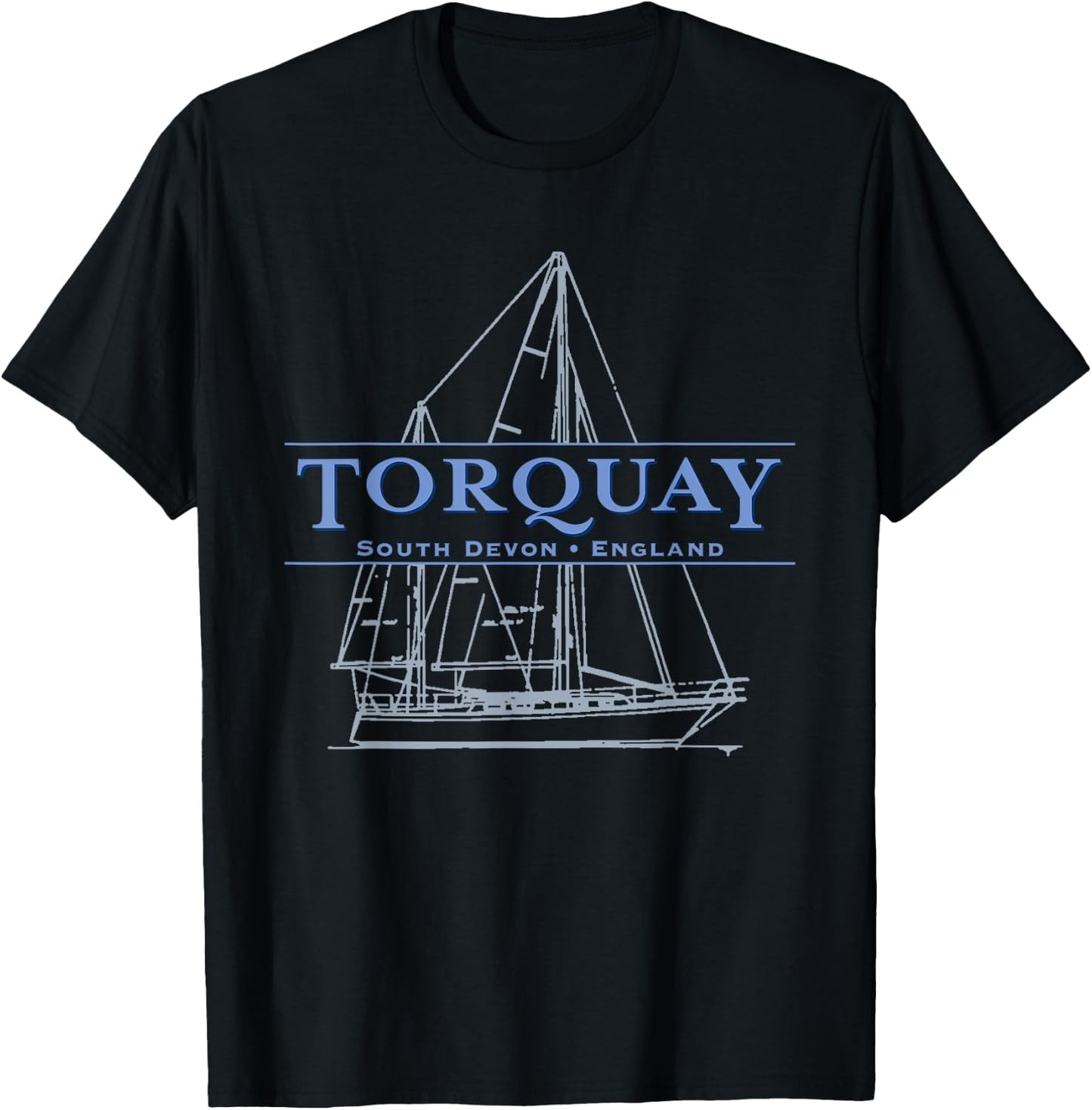 Torquay South Devon, England sailing design T-Shirt - T-Shirt | Black