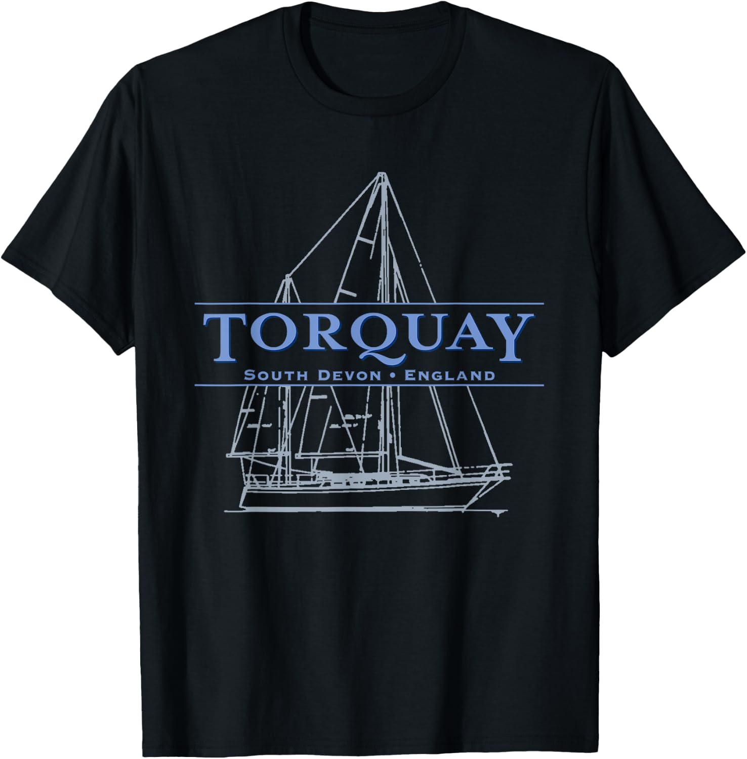 Torquay South Devon, England sailing design T-Shirt - T-Shirt | Black