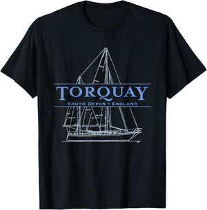 Torquay South Devon, England sailing design T-Shirt - T-Shirt | Black