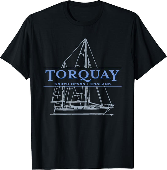 Torquay South Devon, England sailing design T-Shirt - T-Shirt | Black