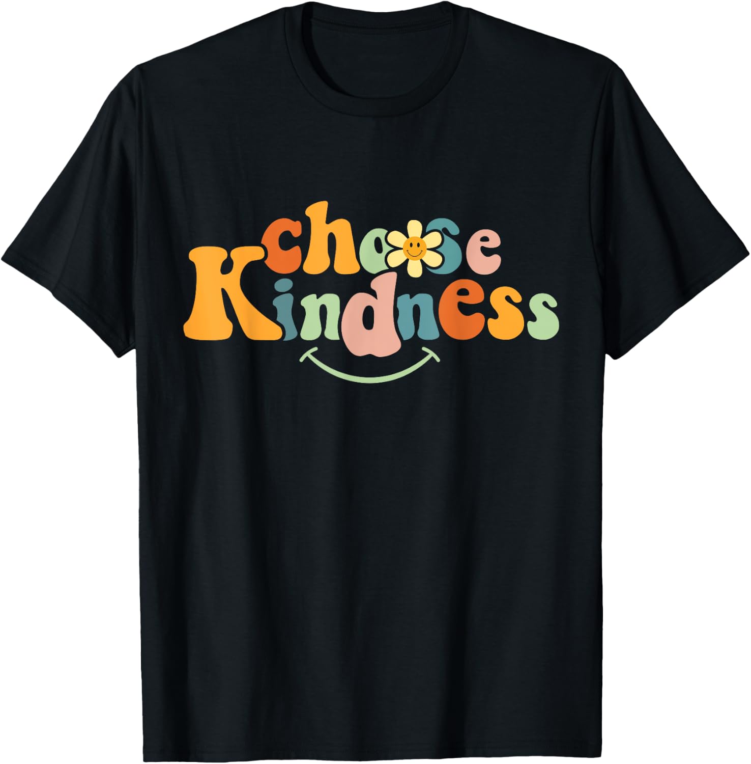 Choose Kindness Retro Groovy Be Kind Women Men Autism Kids T-Shirt - T-Shirt | Black