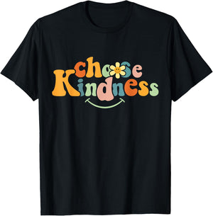 Choose Kindness Retro Groovy Be Kind Women Men Autism Kids T-Shirt - T-Shirt | Black