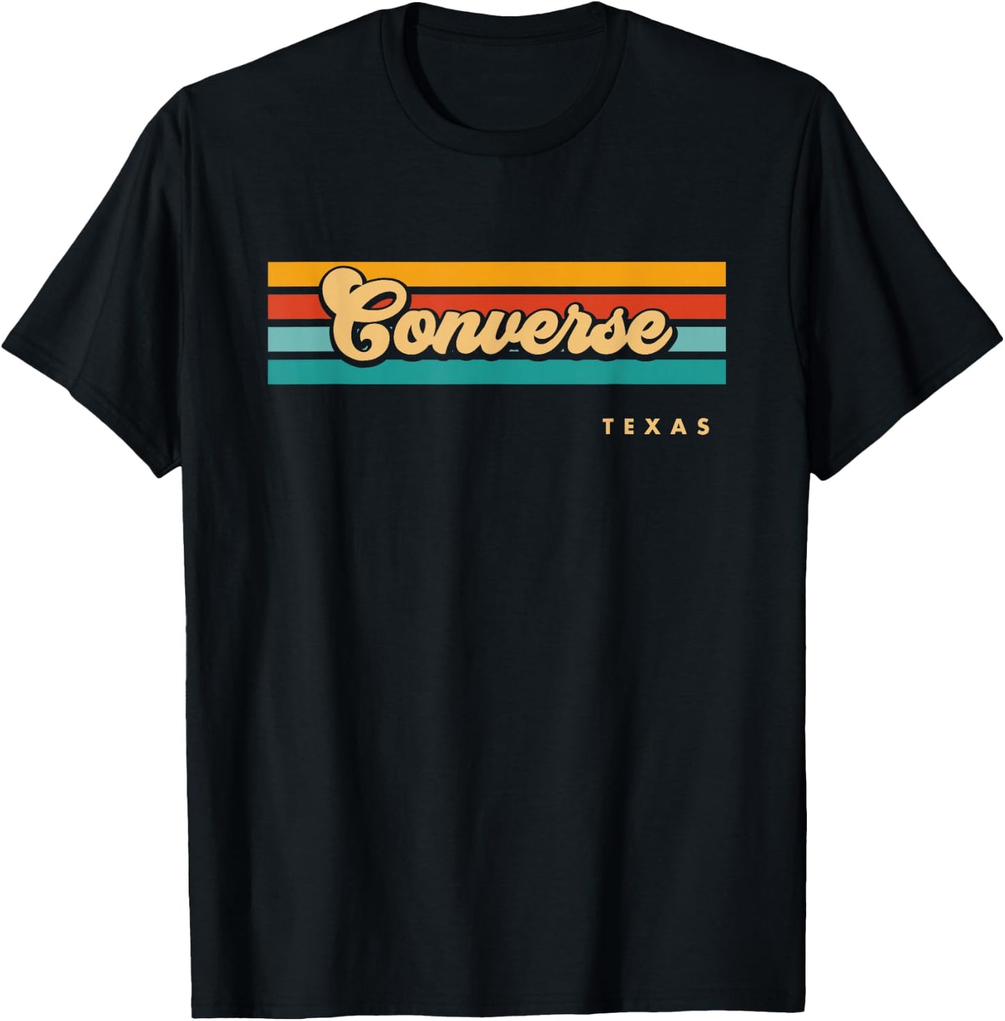 Vintage Sunset Stripes Converse, Texas T-Shirt - T-Shirt | Black